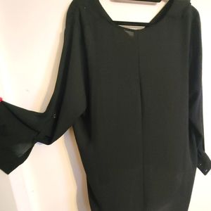 Lovely Black Sheer Long Sleeve Blouse,